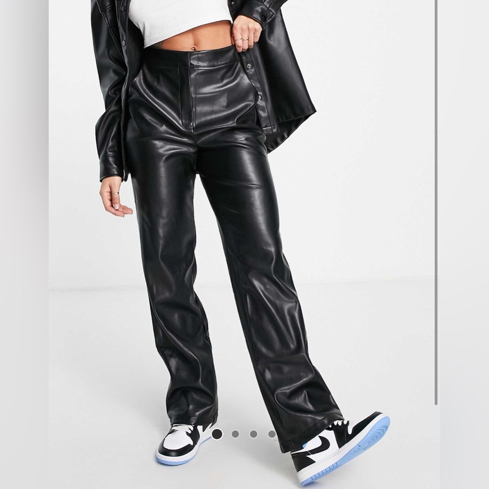 ASOS Design straight leg leather look trouser